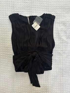 Free People Black Tie-Front Sleeveless Blouse